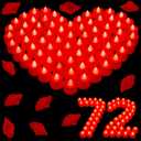 Coume 72 Pack Flameless Tea Light Candle Wedding Flameless Flickering LED Battery Operated Candle for Sweetest Day Anniversary Romantic Night Honeymoon Table Decor(Red)