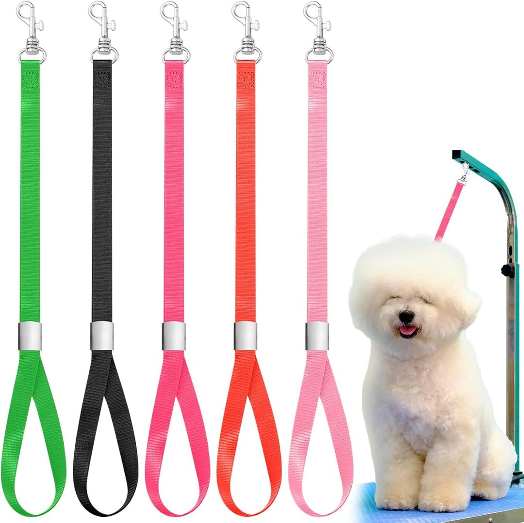 Shinylin 5 Pcs Pet Grooming Loops Nylon Pet Bathing Tether Straps Restraint Noose Dog Grooming Loop Adjustable Fixed Dog Cat Safety Rope for Groomer Table Bathtub, Vibrant Colors