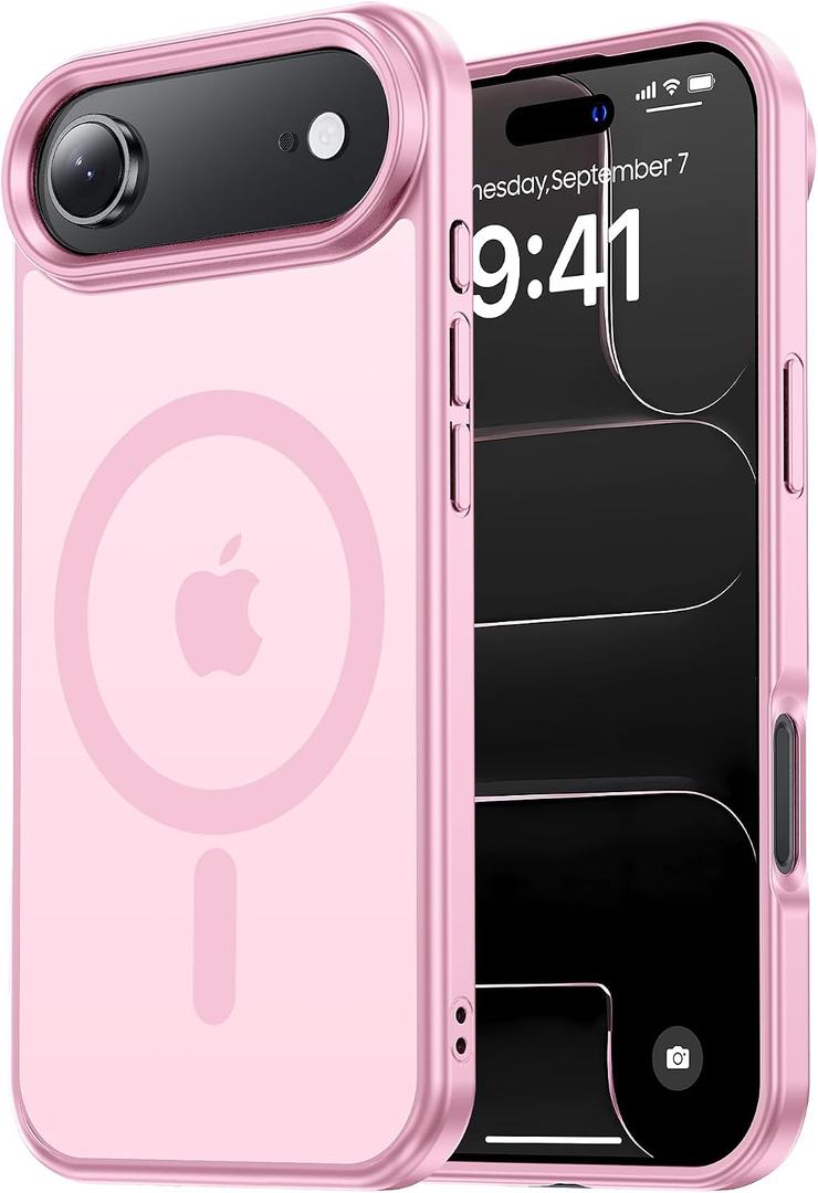 Tigowos Magnetic for iPhone Air Case Fits MagSafe 16FT Drop Resistant Matte Skin Feeling Back Cover Shockproof Slim Fit for iPhone 17 Air Phone Case 6.5 inch,Light Pink