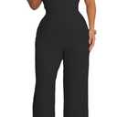 Qikaka Women's Sleeveless Halter Hemp Rope Bodycon Wide Leg Sexy Nightclub Party Jumpsuit Rompers Size L