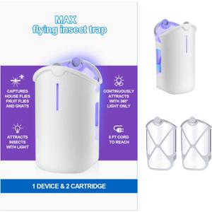 INRAGEO MAX Flying Insect Trap, Attracts and Traps Flying Insects Fruit Flies Mosquitoes, Compatible with MAX Bug Catcher M364A Refill(1PACK)