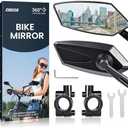 Bike Mirror Handlebar Mount 360° Adjustable 1pcs, Accessories Bike Side Mirror, E Bike Mirrors for Handlebars, Scooter Mirrors for Handlebars with Scratch Resistant Glass, E Bike Rear View Mirror