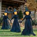 Halloween Witch Decorations Outdoor, 5 FT Set of 3 Light Up Witches Stakes