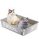 FUTAM Stainless Steel Litter Box Extra Large, XXXL Metal Litter Boxes