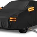 SUV Car Cover Waterproof All Weather, Car Covers for Automobiles with 420D Oxford Waterproof 6000Pa Zipper Telescopic Rod Full Cover Universal Fit SUV Up to 193'