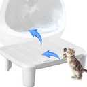 Cat Litter Ramp Trapper for Cat Litter Box Easy Cleaning Step and Stair Easy Entry for Elder Kitten Compatible with Various Models Trash Box (White,19.7"x 16"x 5.91")