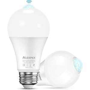 Motion Sensor Light Bulbs, 13W(100W Equivalent) 1100lm Auto Dusk to Dawn LED Bulb, A19 E26 Motion Activated Lightbulb 2700K Soft White Indoor Lighting for Closets Entryways Hallways 2 Pack