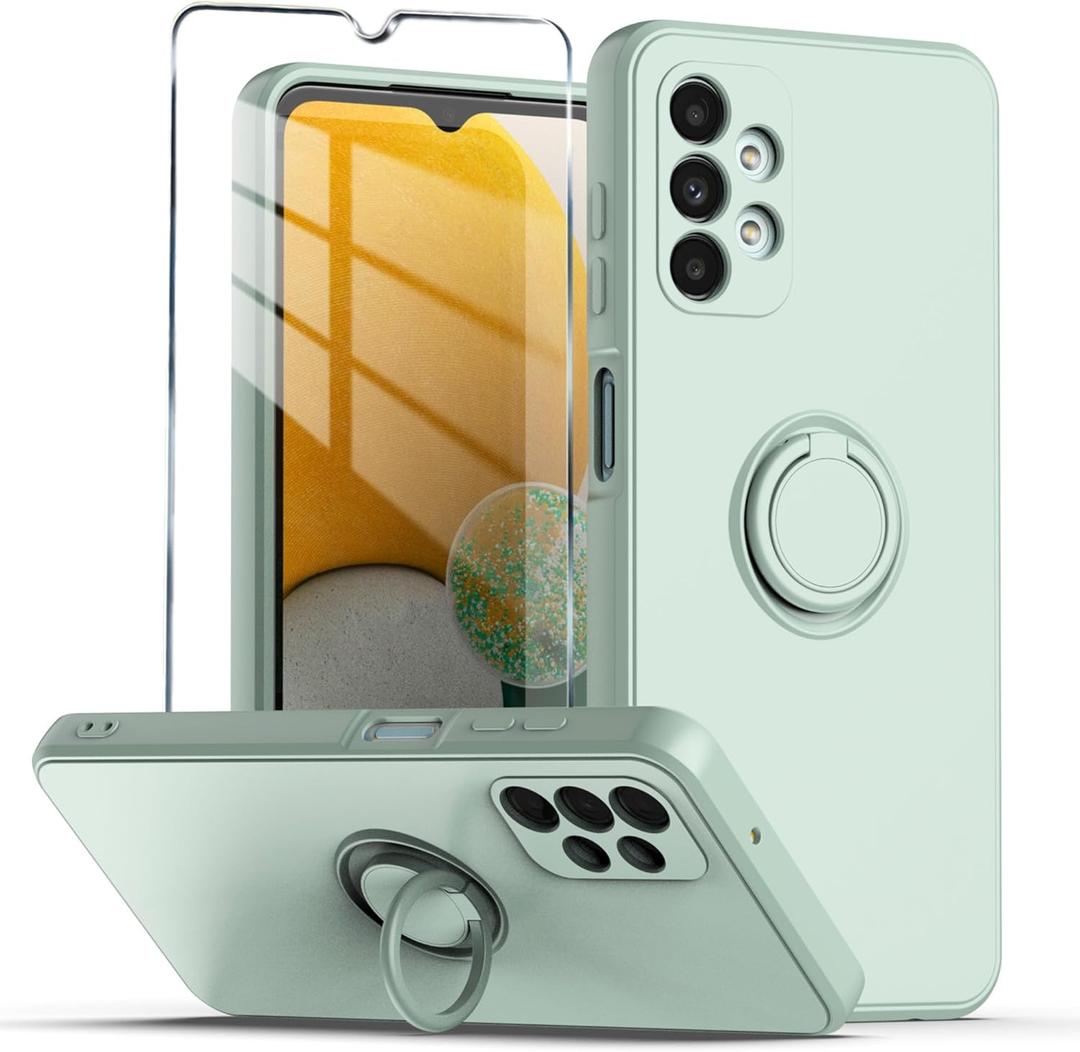 Compatible with Phone 3 Pro Phone Case, with Tempered Glass Screen Protector,Slim Soft Liquid Silicone Cover Cyan