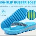 ONCAI Women's Wedge Flip Flops with RhinestoneRecovery Dressy Walking Sandals for Women with Comfortable Arch Support Cushion Yoga Mat Summer Rubber Soles(US Size 5-11) (Blue)