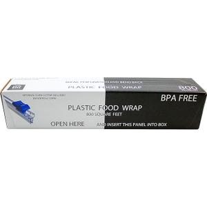Plastic Food Wrap- 800 SQ. FT. BPA-Free, Includes Optional Slide Cutter, Extra Cling And No Mess, Clear