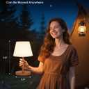 Cordless Touch Table Lamp, 4000mAh Rechargeable Small Desk Lamp with 3 Color Temperatures & Stepless Dimming, Portable LED Bedside Lamp for Bedroom, Living Room, Patio & Camping, Wood Grain