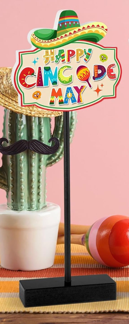 Cinco De Mayo Table Decorations Wooden Signs Mexican Fiesta Decorations for Home Holiday Party (Word)