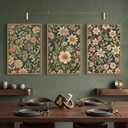 HPINUB Vintage Wildflower Flowers Framed Canvas Wall Art Set,Modern Botanical Floral Wall Decor,Retro Neutral Flower Artwork,Boho Mid Century Plant Art Prints for Living Room,Bedroom,Office-16 x24 x3
