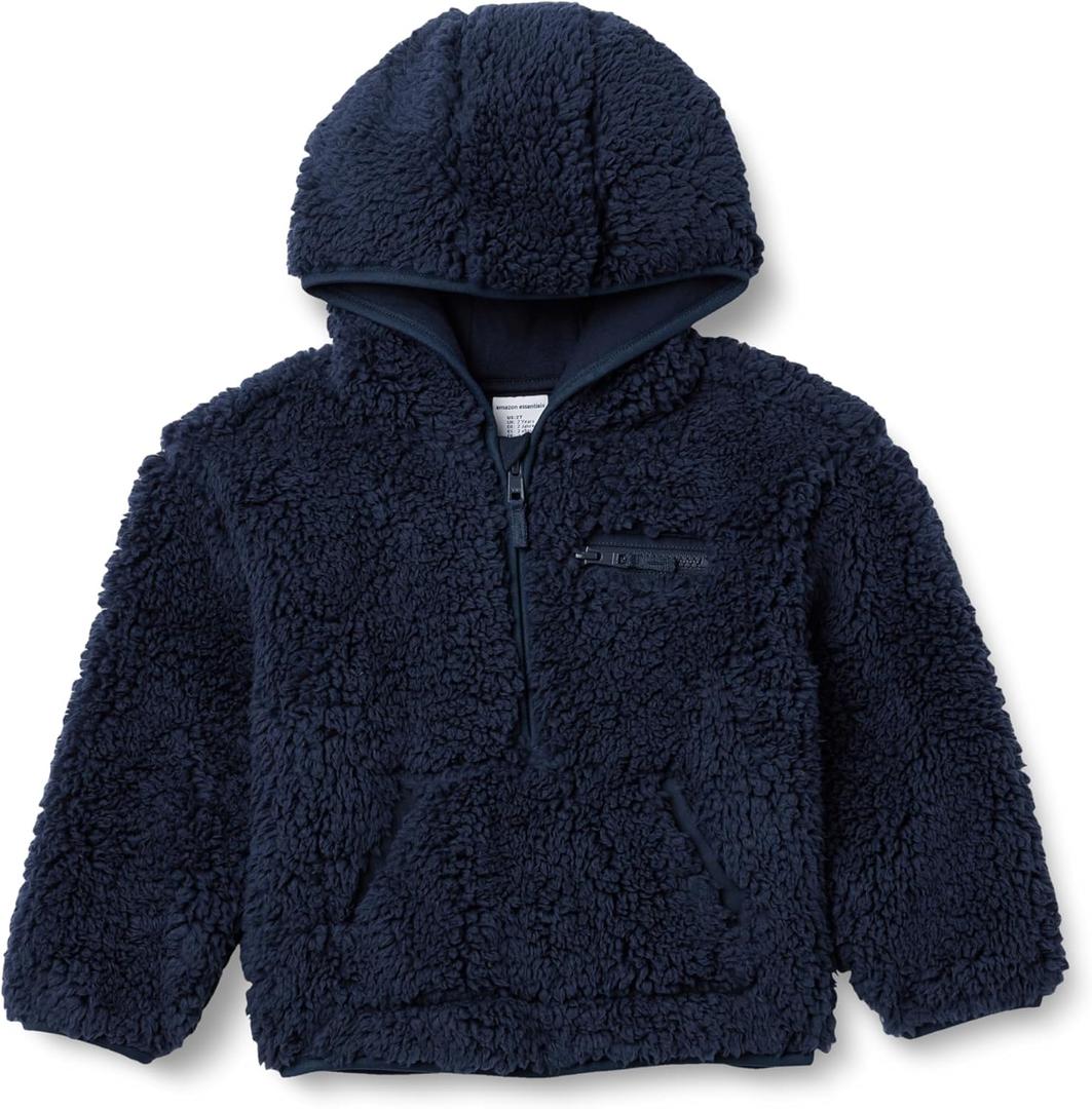 Amazon Essentials Boys and Toddlers' Half Zip Sherpa Hoodie Sweatshirt (XL)
