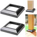2 pcs 6x6 (Actual: 5.5"x5.5") Aluminum Deck Post Base Cover, for Railings, Stairs, Patios, Porches, Split Deck Post Skirt (Black)