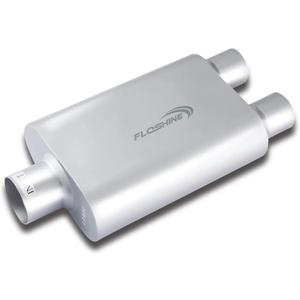 Universal Mufflers Performance Automotive Exhaust Aluminized Steel Muffler Dual Chamber 3" center inlet (ID) 2.5" dual outlet (ID) FH430402 (Silver)