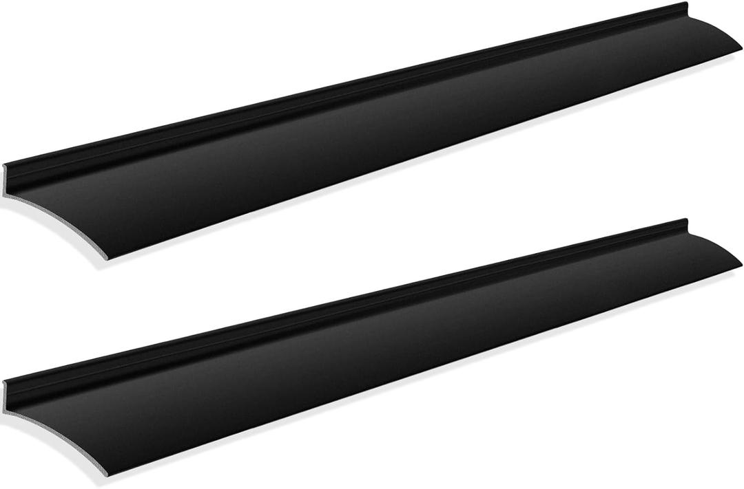 Hicarer 2 Pcs 40 Inch Anodized Aluminum Door Drip Cap Overall Height 1-1/2 Inches Overhead Edge Window Rain Deflector Home Rain Drip Guard Door Top Weatherstrip (Black)