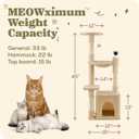 45-in Cat Tree for Indoor Cats with Built-in Laser Toy | Multi-Level Cat Tower with Plush Hammock, Cat House Scratching Posts, Cozy Condo Perch & Hanging Ball, Supports up to 22 LB, Beige