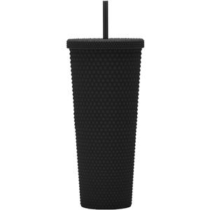 24oz Fully Studded Tumbler.Matte Black Studded Tumbler with Lid and Straw.Reusable Double Walled Insulated Travel Tumbler.Plastic Acrylic Pastel Colored Tumbler Cup for Iced Coffee Smoothie.