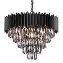 A AXILIXI Black Crystal Chandeliers,Contemporary 24'' Modern Ceiling Lights Fixtures Flush Mount Pendant Light 12 Lights 5-Tiers K9 Large Hanging Lamp for Entryway Dinning Room Living Room Bedroom