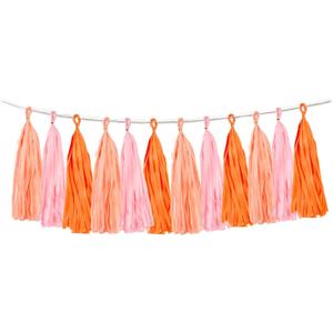 15PCS Pink Orange Peach DIY Tissue Tassel Garland Groovy Retro Party Tassel Banner Bunting Streamer for Girl Baby Shower Groovy Halloween Birthday Bridal Shower Nursery Classroom Wall Hanging Dcor