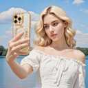 Bonoma Compatible with iPhone 15 Pro Case Support for MagSafe, Plating Heart Glitter Magnetic Checkered Case TPU Camera Protection Back Cover for Girls Women -Gold