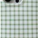 ZTOFERA for iPhone 15 Pro Case with Trendy Grids Plaid Checkerboard Pattern,Fashion Simple Checkered Print for Women Men,Soft TPU Slim Glossy Shockproof Case Cover(Green)