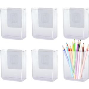 6 Pack Plastic Wall Folders, Clear Wall Mount File Organizer Acrylic Single Pocket Hanging Wall Organizer Magazine Holder Cabinet Storage Bins for Office Bathroom Home, 4.7" x 2" x 4