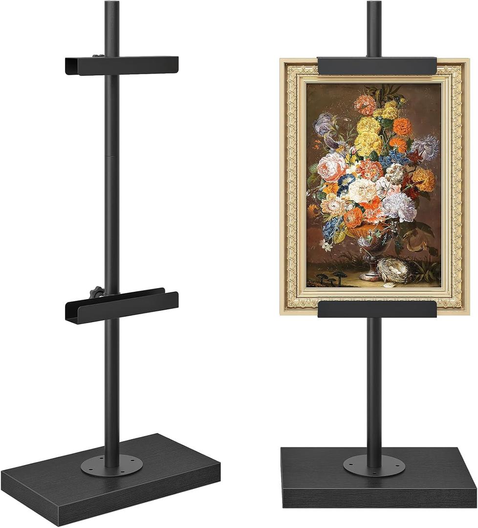 CHOEZON Adjustable Tabletop Easel Stand up to 24", Stable Metal Picture Frame Stand for Display Artwork, Photo, Signs, 9.4" x 5.9" Table Top Easel for Office, Living Room, Bedroom, Black TCJ24BB