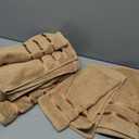 Luxury Towels for Bathroom Set of 8 - 2 Bath Towels 2 Hand Towels 4 Washcloths - 600 GSM 100% Cotton Ring Spun Viscose Border Towels Set - Beige