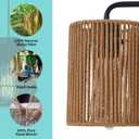 Boho Rattan Wall Sconces Set of Two, Farmhouse Wall Light Fixtures Lighting with Hand Woven Hemp Rope Shade Bedside Wicker Wall Lamp, Wall Mount Light Fixture for Bedroom Living Room Bathroom Stairway
