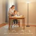 Modern Floor Superlamp 10000 Lumen - LED 75W, Dimmable 5 Changing Color, 85 CRI All Around Light, Tall Corner Standing Lamp with Cement Base and Acrylic Shade, Glare Free UpLight Kit Ready - White