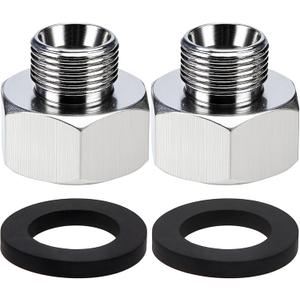 Water Line Adapter, 2 Pcs 1/2" Female to 3/8" Male Brass Reducer Adapters, Compression Pipe Fittings with Rubber Washers for Kitchen Bathroom Water Heater Supply Hose