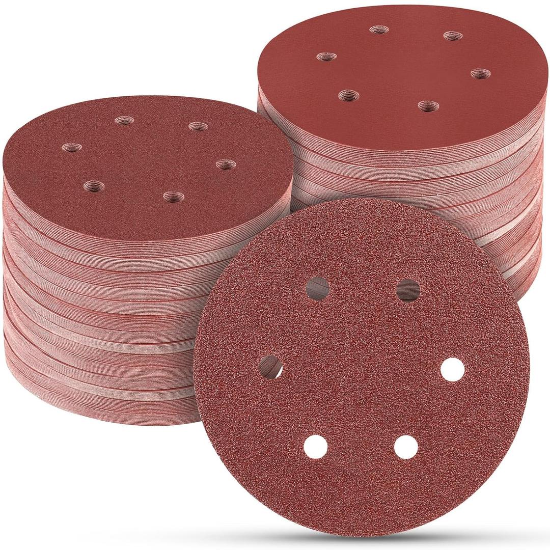 100 PCS 6 Inch Sanding Discs, 6 Hole Hook and Loop Sandpaper 60 80 120 240 400 Grit Set, Round Orbital Sand Paper Discs for Sander 100 PCS 6 Inch Sanding Discs, 6 Hole Hook and Loop Sandpaper 60 80 120 240 400 Grit Set, Round Orbital Sand Paper Discs for Sander