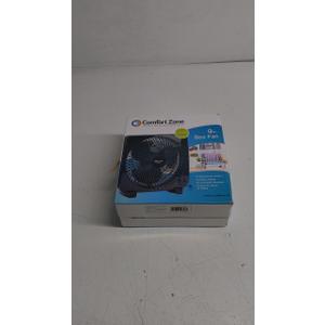 Comfort Zone Box Fan, 9 inch Portable Desk fan, Quiet 3 Speed Mini Fan for Bedroom, Electric Bedside Table Fan, Black