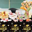 3 Pcs Graduation Tablecloth - Congrats Grad Table Cloth for Class of 2026,Disposable Plastic Rectangle Grad Table Cover for Graduation Party Decorations 2026 and Party Supplies, 54x108 Inch,Black Gold