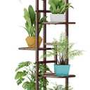 LINZINAR Plant Stand Indoor Outdoor Metal 8 Tier 9 Potted Multiple Flower Pot Holder Shelf Planter Display Shelving Unit for Patio Garden Corner Balcony Living Room (Bronze)