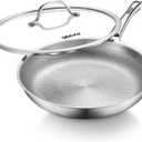 Titanium Pans for Cooking, 12 Inch Pure Titanium Hammered Pro frying pan with Lid, Non-Toxic Skillet for Cooking, PFAS/PFOA/PTFE Free Cookware, Dishwasher&Oven Safe, Kitchen Induction Compatible