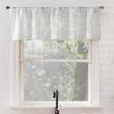 No. 918 Tayen Slub Windowpane Semi-Sheer Rod Pocket Kitchen Curtain Valance, Silver, 54" W x 15" L