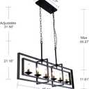 Wellmet Black Gold Modern Chandelier, Rectangle Industrial Pendant Light, 6-Light Farmhouse Rustic Chandelier for Dining Room, Kitchen Island, Living Room, Foyer, Hallway