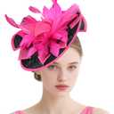 Top Flower Fascinator Derby Tea Party Church Hat for Women Ladies (Hotpink3)