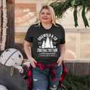 JINTING Plus Size Christmas Shirts for Women Christmas Tree Graphic Tees Xmas Holiday Short Sleeve T-Shirt Top (Black, XL)