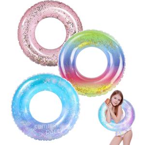 Pool Floats Kids 3 Pack, Inflatable Swim Rings for 2-5 Years Old Kids Pool Tubes Toys, Pool Floats Ring Toys Summer Beach Swimming Pool Party Supplies for Girl Boy