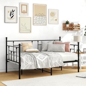 Daybed Twin Size Bed Frame,Mattress Foundation,Metal Slats Support,Platform Furniture,No Box Spring Needed, Large Under Bed Storage, Without Noise,Black