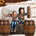Civaner 2 Pcs Western Cowboy Party Decoration, PVC Inflatable Pirate Barrels Western Cowboy Decor Barrel for Wild West Adventure Party Nautical Themed Photo Props Farmhouse Supplies