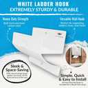 White Ladder Hooks for Garage Wall - Step Ladder Holder Wall Mount - Step Stool Garage Wall Hanger