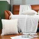 18x18 Throw Pillow Covers Set of 2, Decorative Faux Fur Covers for Bed, Couch Soft Fluffy Pillow Cover with Velvet Back for Living Room, Neutral Home Dcor Accent for Sofa - Cream White