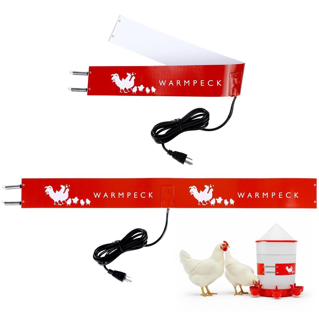 Remerry 2 Pcs 31.4 Inch Thermostatic Bucket Belt Chicken Water Heater for Winter Strap Heated with 6 ft Power Cord for 2-5 Gal Buckets Self Regulating Poultry Water Heater Band for Prevent Freezing