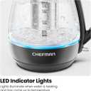 Chefman Electric Kettle with Tea Infuser, 1.7L 1500W, Removable Lid for Easy Cleaning, Boil-Dry Protection, Stainless Steel Filter, BPA Free, Auto Shut Off Hot Water Boiler, Glass Electric Tea Kettle