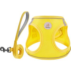 Hipubby Dog Harness and Leash Set, No Pull Soft Mesh Puppy Harness, Cats - Step in Reflective Breathable Lightweight Vest Harness for Walking, Training - Yellow, XS (XS (Chest: 12.5"-14"))